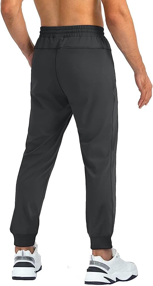 DEESTE Pants Jogger para Hombre Deportivo, Slim Fit Seda Pantalones de Moda, Pantalones Casuales Ajustados Gris y Negro