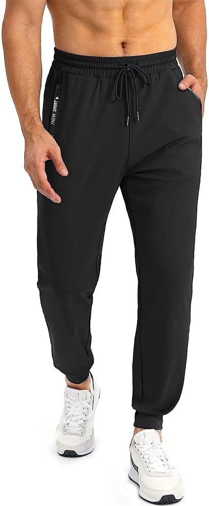 DEESTE Pants Jogger para Hombre Deportivo, Slim Fit Seda Pantalones de Moda, Pantalones Casuales Ajustados Gris y Negro