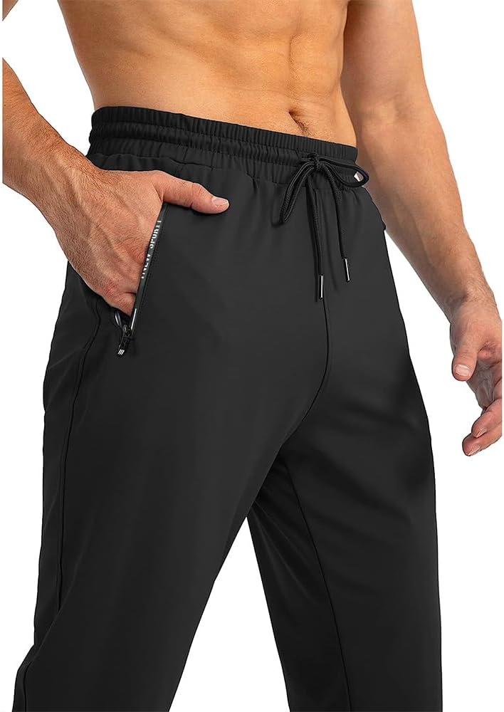 DEESTE Pants Jogger para Hombre Deportivo, Slim Fit Seda Pantalones de Moda, Pantalones Casuales Ajustados Gris y Negro