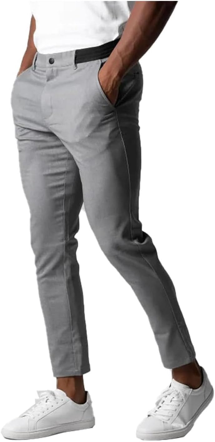 AboveSun Bizgent - Pantalones Bizgent Active Chinos para hombre, pantalones Active Chinos, pantalones elásticos ajustados para hombre