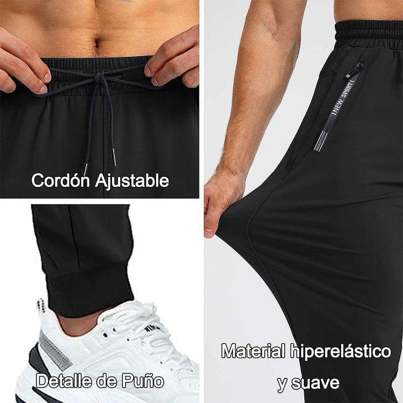 DEESTE Pants Jogger para Hombre Deportivo, Slim Fit Seda Pantalones de Moda, Pantalones Casuales Ajustados Gris y Negro